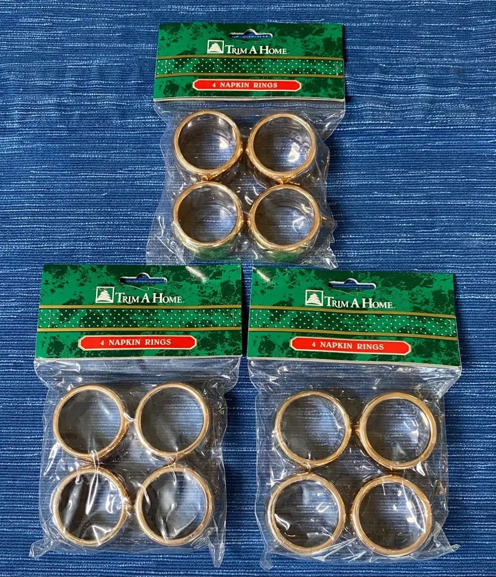 TRIM A HOME 12 Napkin Rings Metallic New Old Stock Kmart Rose Gold Copper